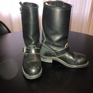 Leather biker boots